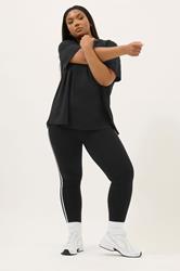 YOURS ACTIVE Plus Size Black & White Side Stripe Leggings | Yours Clothing 2