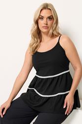 YOURS Plus Size Black Tiered Swing Vest Top | Yours Clothing 3