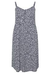 YOURS Curve Navy Blue Ditsy Floral Strappy Sundress