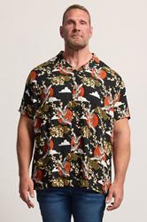 BadRhino Big & Tall Black Japanese Woodblock Print Shirt | BadRhino 1