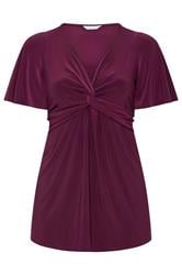 YOURS LONDON Curve Purple Knot Detail Front Top