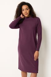 M&Co Purple Funnel Neck Knitted Midi Dress | M&Co 3