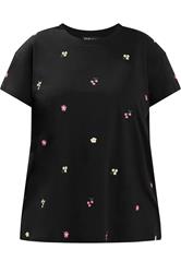 YOURS Plus Size Black Embroidery Blossom T-Shirt | Yours Clothing 5