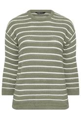 YOURS Curve Green Stripe Knitted Jumper
