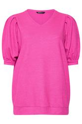 YOURS Curve Pink Puff Sleeve Top