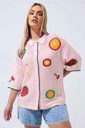 LIMITED COLLECTION Plus Size Pink Fruit Knitted Shirt | Yours Clothing 1