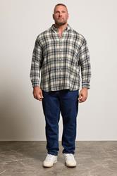 BadRhino Big & Tall Black & Tan Brown Brushed Checked Shirt | BadRhino 2