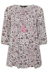 YOURS Curve Pink Paisley Print Sequin Tie Neck Top