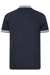 BadRhino Big & Tall Navy Blue Jacquard Checked Collar Polo Shirt | BadRhino 2