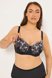 YOURS 2 PACK Plus Size Black & Pink Embroidered Padded Bras | Yours Clothing 2