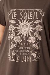 YOURS Plus Size Brown 'Le Soleil' Sun T-Shirt | Yours Clothing 4