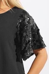 YOURS Plus Size Black Sequin Short Sleeve Blouse | Yours Clothing 6