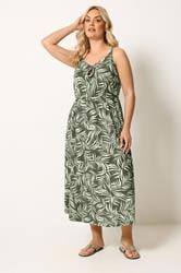 YOURS Plus Size Khaki Green Keyhole Midi Dress | Yours Clothing 2