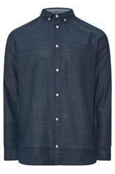BadRhino Big & Tall Navy Blue Long Sleeve Slub Shirt