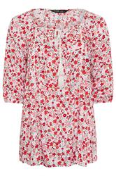 YOURS Curve Red Ditsy Floral Blouse