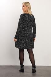 YOURS Plus Size Black Polka Dot Pleat Front Dress | Yours Clothing 2