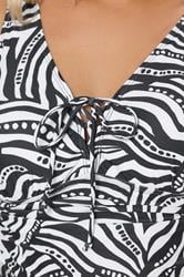 YOURS Plus Size Black & White Geometric Print Tankini Top | Yours Clothing 7