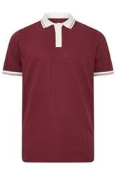 BadRhino Big & Tall Wine Red Mini Check Tipped Polo Shirt
