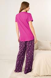 M&Co Pink 'Slow Sundays' Cotton Wide Leg Pyjama Set | M&Co 4