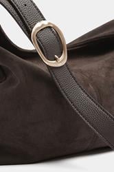 Chocolate Brown Brown Faux Suede Shoulder Bag | Yours Clothing 4