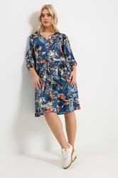 YOURS Plus Size Blue Floral Wrap Dress | Yours Clothing 3