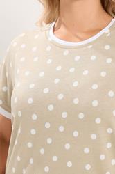 YOURS Plus Size Mocha Brown Spot Contrast Sleeve T-Shirt | Yours Clothing 4