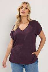 YOURS Plus Size Purple Textured T-Shirt | Yours Clothing 3