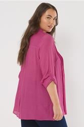 EVANS Plus Size Pink Pintuck Tab Sleeve Shirt | Evans 3
