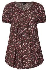 YOURS Curve Chocolate Brown Floral Blouse