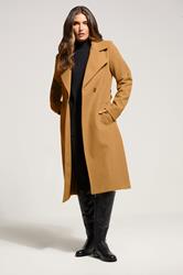 LTS Tall Beige Brown Formal Wrap Belted Midi Coat | Long Tall Sally 1