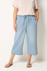 Yours Plus Size Blue Crop Wide Leg Jeans | Yours Clothing 3