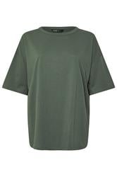Plus Size Khaki Green Oversized Boxy T-Shirt | Yours Clothing 5