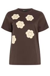 YOURS Curve Chocolate Brown Daisy Applique T-Shirt