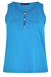 LIMITED COLLECTION Curve Blue Shell Button Vest Top