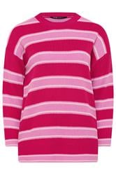 YOURS Curve Pink Stripe Drop Shoulder Jumper