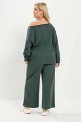 YOURS Plus Size Grey 'New York' Off Shoulder Sweatshirt & Jogger Set | Yours Clothing 2