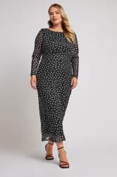 YOURS LONDON Plus Size Black Polka Dot Mesh Maxi Dress | Yours Clothing 4
