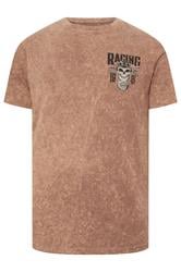 BadRhino Big & Tall Brown Acid Wash Skull Graphic T-Shirt