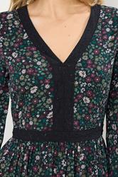 LTS Tall Dark Green Floral Lace Trim Midi Dress | Long Tall Sally 4