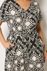 YOURS Plus Size Black & White Paisley Print Wide Leg Jumpsuit | Yours Clothing 4