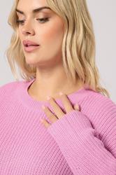 YOURS Plus Size Pink Drop Shoulder Knitted Jumper | Yours Clothing 4