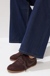 LTS Chocolate Brown Padded Retro Trainers In Standard Fit | Long Tall Sally 1