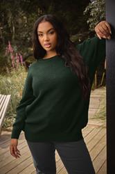 YOURS Plus Size Dark Green Essential Knitted Jumper | Yours Clothing 6