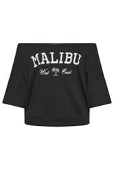 YOURS Curve Black 'Malibu' Off Shoulder Sweatshirt