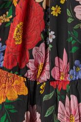 YOURS Plus Size Black Floral Tie Neck Ruffle Mini Dress | Yours Clothing 6