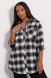 YOURS Plus Size Black Check Boyfriend Shirt | Yours Clothing 3