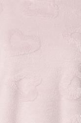 YOURS Plus Size Pink Heart Texture Borg Lounge Set | Yours Clothing 4