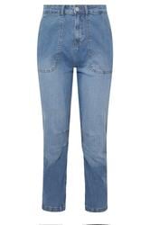YOURS Curve Mid Blue Slim Barrel Jeans