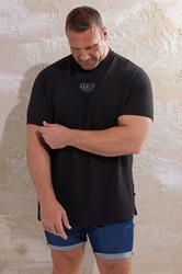 D555 Big & Tall Black 'Harlem' Ribbed T-Shirt | BadRhino 1