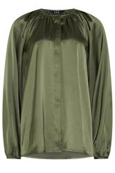 LTS Tall Women's Khaki Green Satin Button Top | Long Tall Sally 6